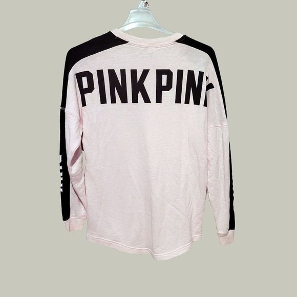 Victorias Secret Pink Sweatshirt  Pink Black  Size XS - Picture 2 of 3